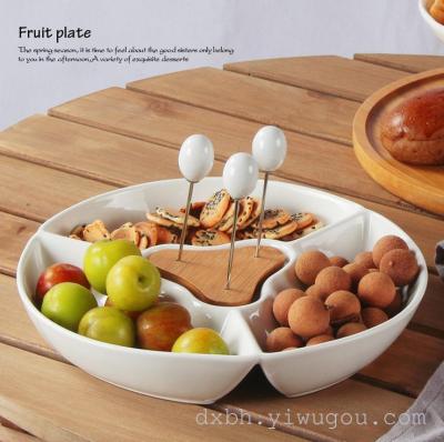 European creative gifts ceramic simple fashion with a fork fruit dessert plate