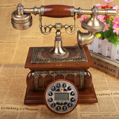 Solid Wood Antique Telephone Retro Telephone Antique Telephone Craft Gift