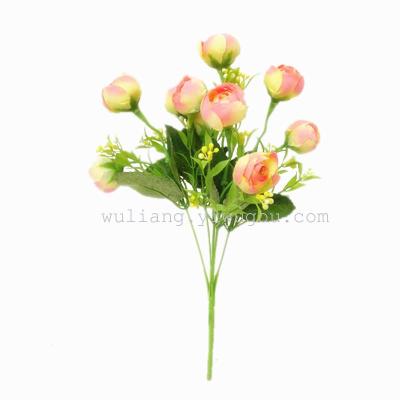 Manufacturers selling decorative floral bouquet of roses 7 head fake silk simulation silk pearl.