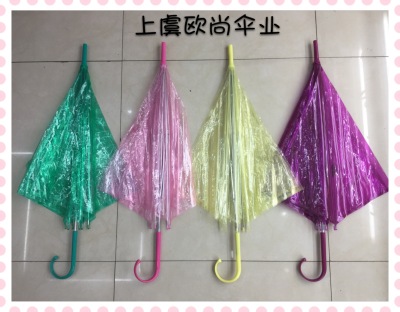 Color transparent POE green umbrella with spot price is beautiful
