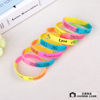 Leisure sports letters rubber Wristband Silicone Bracelet hand ring bracelet lovers