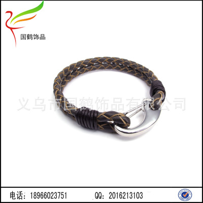 Pure hand woven leather bracelet exquisite PU leather bracelet with metal key buckle multilayer leather simplicity