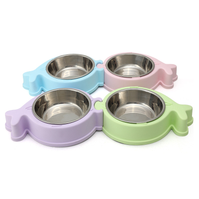 New detachable double bowl dog to use stainless steel dog bowl
