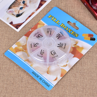 Hot-selling round 7 box suction card jewelry sorting box word medicine box travel portable storage box