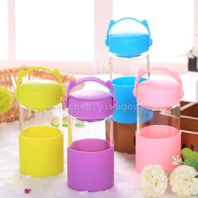 New fashion candy tea cup high borosilicate glass cup with handle cup girl student portable