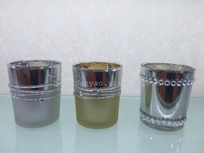 Electroplated wire glass candlestick