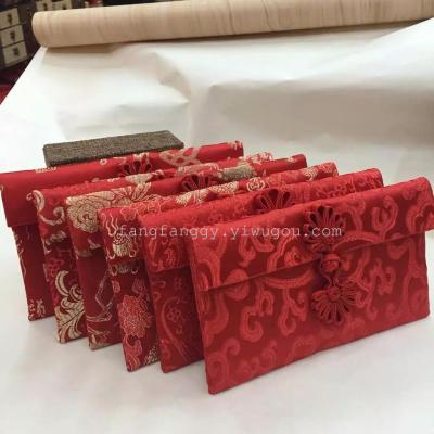 Wedding Supplies Fabric Red Envelop Containing 10,000 Yuan Creative Spring Festival Foreign Currency New Year Gift Vertical Seal High-End Brocade Cloth Red Envelope Wholesale