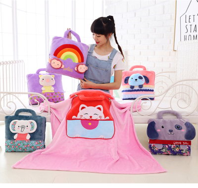Cartoon Multifunctional Pillow and Quilt Dual-Use Portable Car Cushion Folding Air Conditioner Quilt Blanket