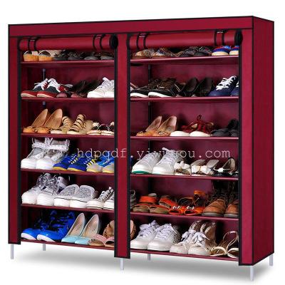 Six layer shoe 12 lattice large capacity simple 6 layer thickening non-woven shoe rack