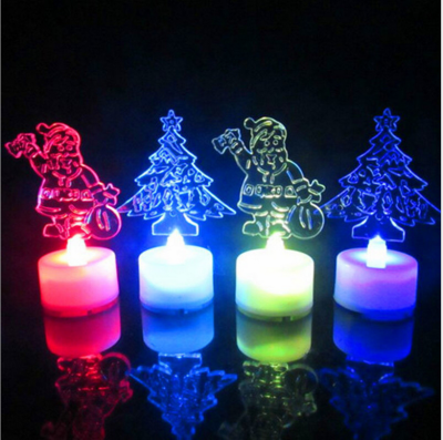 Acrylic Christmas Tree Seven-Color Night Light Christmas Santa Claus Electric Candle Lamp Christmas Electronic Light