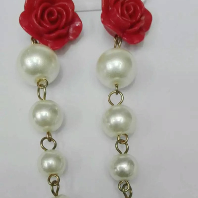 South Korea flower long all-match female Pearl Earrings