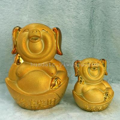 Electroplating gold lucky pig shop opened nouveau riche ornaments gifts crafts