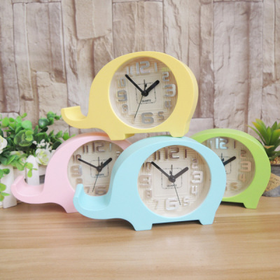 Candy Color Clock Essence Elephant Alarm Clock Bedroom Desktop Clock Wholesale Stereo Digital Plastic Dial