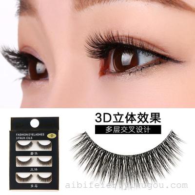 New 3D multi-layered false eyelashes black eyeliner eyelashes natural simulation