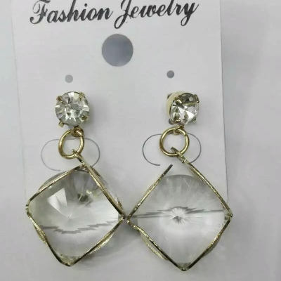 South Korean Short Square Diamond Earrings fresh female evil