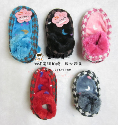 Low price spot foreign trade export tie pattern knitted woolen cloth spliced children 's floor socks floor board shoes.