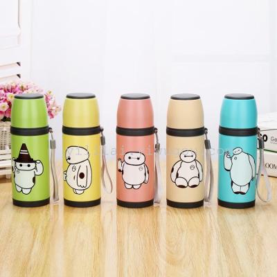 Korean cartoon big white stainless steel vacuum thermos cup cup bullet head of creative gifts