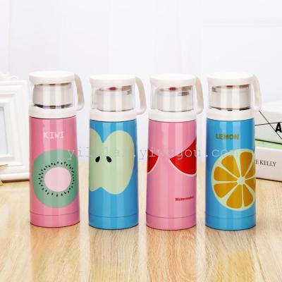 Korean cute little fresh fruit cup cup transparent cover vacuum cup creative portable cup