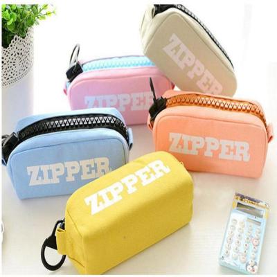 Simple and Fresh Men and Women Students' Supplies Creative Big Zipper Pencil Case Large Capacity Pencil Case
