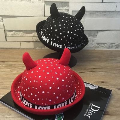 Qiu dong new lovely baby ox horn star hat hair son girl round top hat.