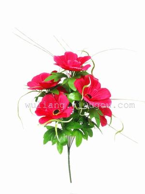 Simulation of plant roses indoor decoration supplies wholesale silk flowers flowers 7 head of Sakura