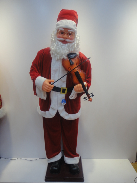 1圣诞1.8米老人拉小提琴有音乐扭身圣诞礼品装饰