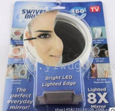 TV new Brite LED 360 degree Swivel cosmetic magnifying glass bathroom mirror