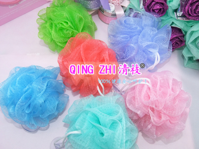 Qingzhi Brand Hot Selling Product Mesh Sponge Sucker Loofah Shower Net Ball