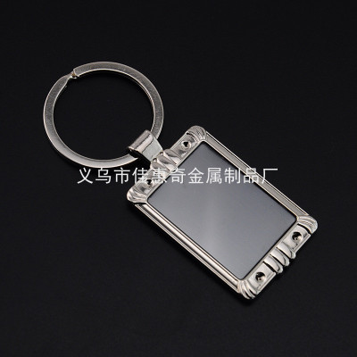 Metal key chain simple zinc alloy black steel key chain can be customized Logo key chain