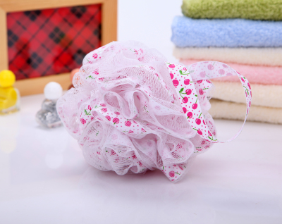 Qingzhi Brand Set Printed Ribbon Loofah High-End Mesh Sponge Customized Shower Net Ball Exfoliating Ball