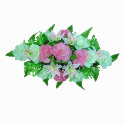 Artificial silk wedding decoration rose 19 rose flower simulation Yingbin Lily combination