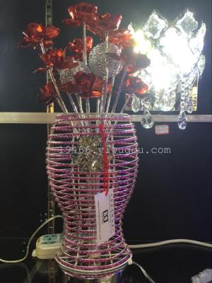 What makes modern manufacturers selling roses aluminium lamp purple vase bedroom aluminum wire lamp