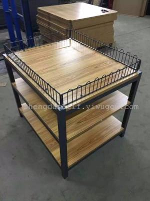 Steel wood shelf steel wood promotion table supermarket shelf equipment commercial shelf