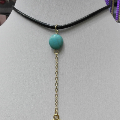 South Korea long neck Round Pendant Chain leaves all-match female