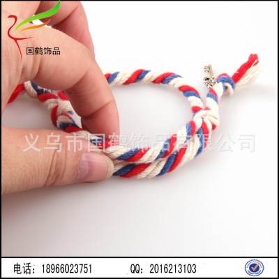 Folk style cotton woven rope bracelet hand wax line color line woven Bracelet key lock lovers