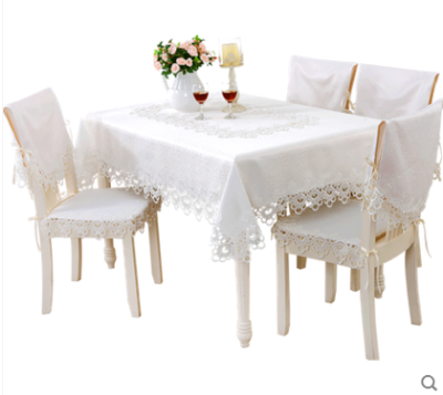 Fabric table cloth mat European white embroidered tablecloth table round edge furniture sets lace table cloth