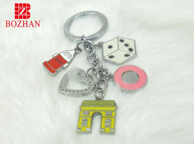 Ding 's custom alloy keychains colorful pendant decorative metal keychains