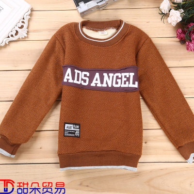 In the fall, the children's cotton long-sleeved, cotton long-sleeved turtleneck sweater with a plush T-shirt top