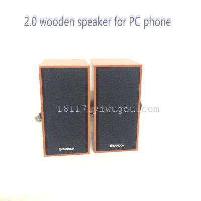 High Quality Maple Wood wired USB Speaker Super Bass  Stereo Speakers 2.0 Multimedia Subwoofer for Phone PC Computer