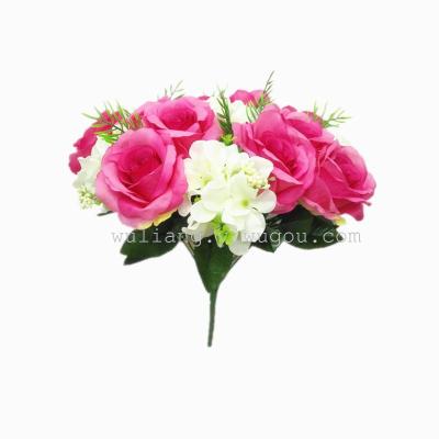 Artificial silk wedding decoration 18 roses 