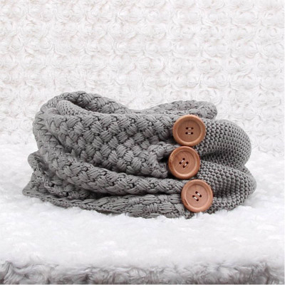 Europe and the United States women's warm winter scarf knitting thick collar button two trap head scarf