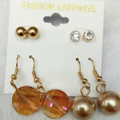 South Korea's direct selling two pair of earrings with crystal female all-match