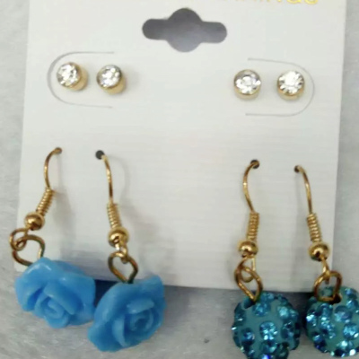 South Korea two of blue earrings earrings all-match female