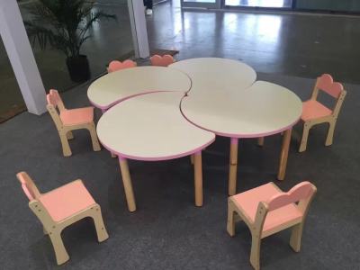 Kindergarten wood flower type to fight the table
