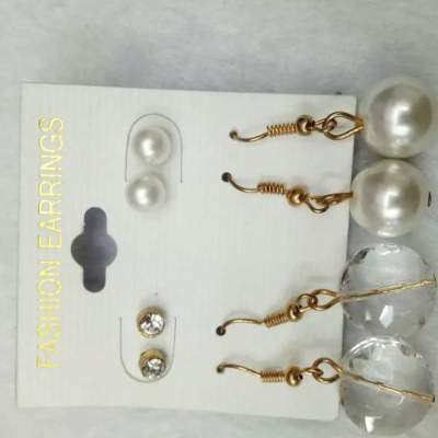 South Korea two of female all-match Crystal Pearl Earrings