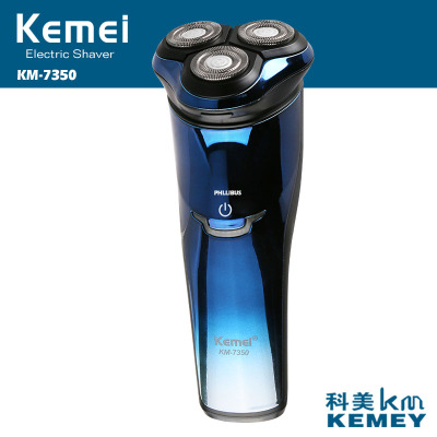 Kemei KM-7350 three-head rotary floating razor electric shaver charge type