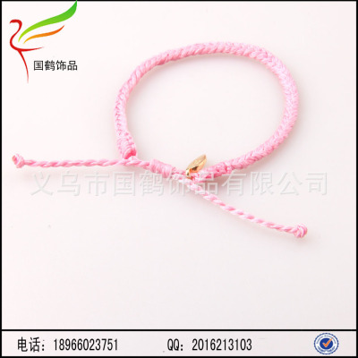 Color high-grade wax rope alloy leaf hand woven Bracelet