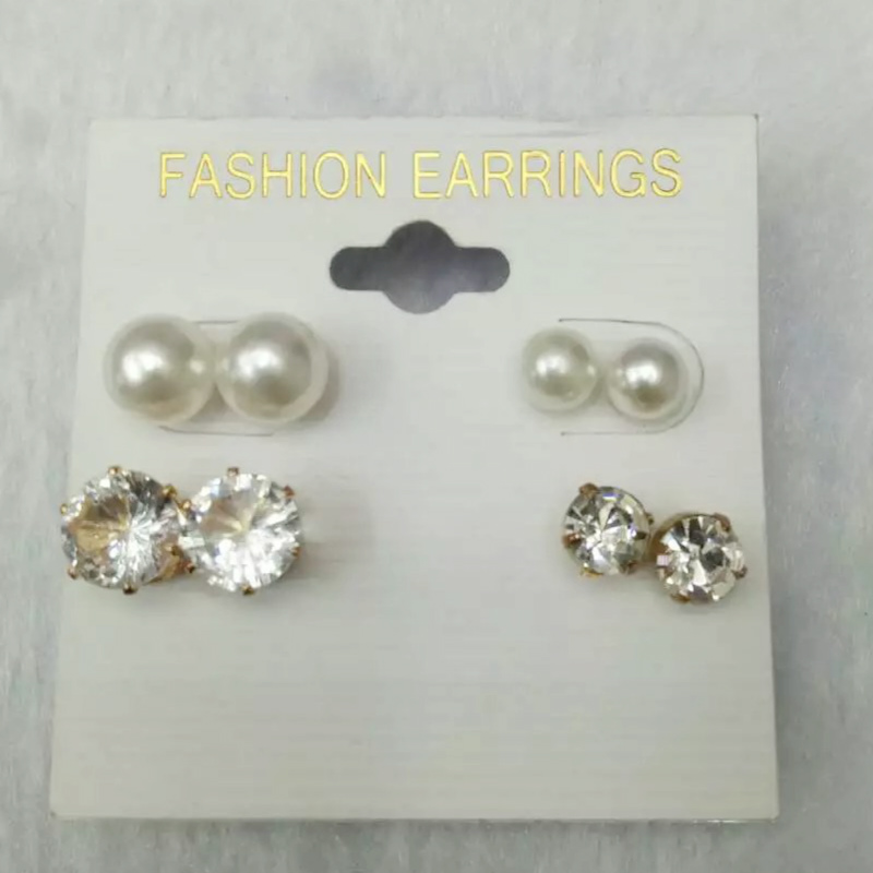 韩国水钻耳钉珍珠耳钉创意流行饰品女