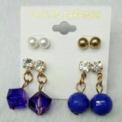 South Korea two of blue all-match female creative jewelry earrings