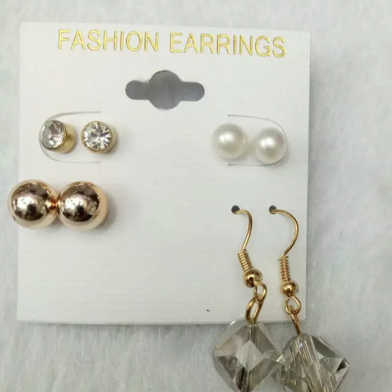 韩国耳环白水晶百搭创意流行饰品女